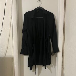 Black Long Sleeve Open Front Cardigan